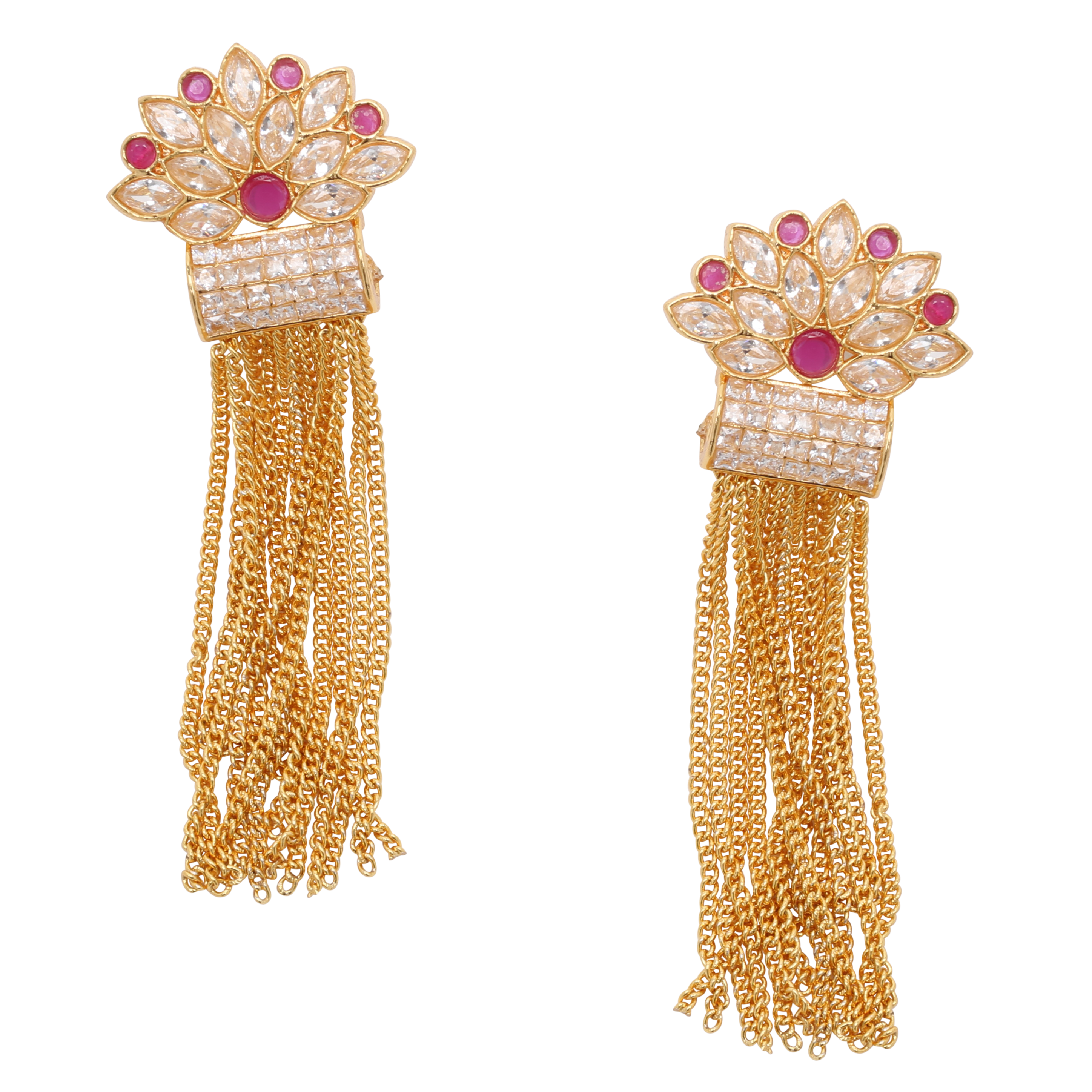 Lotus Chain Earrings - The Pink Bazaar