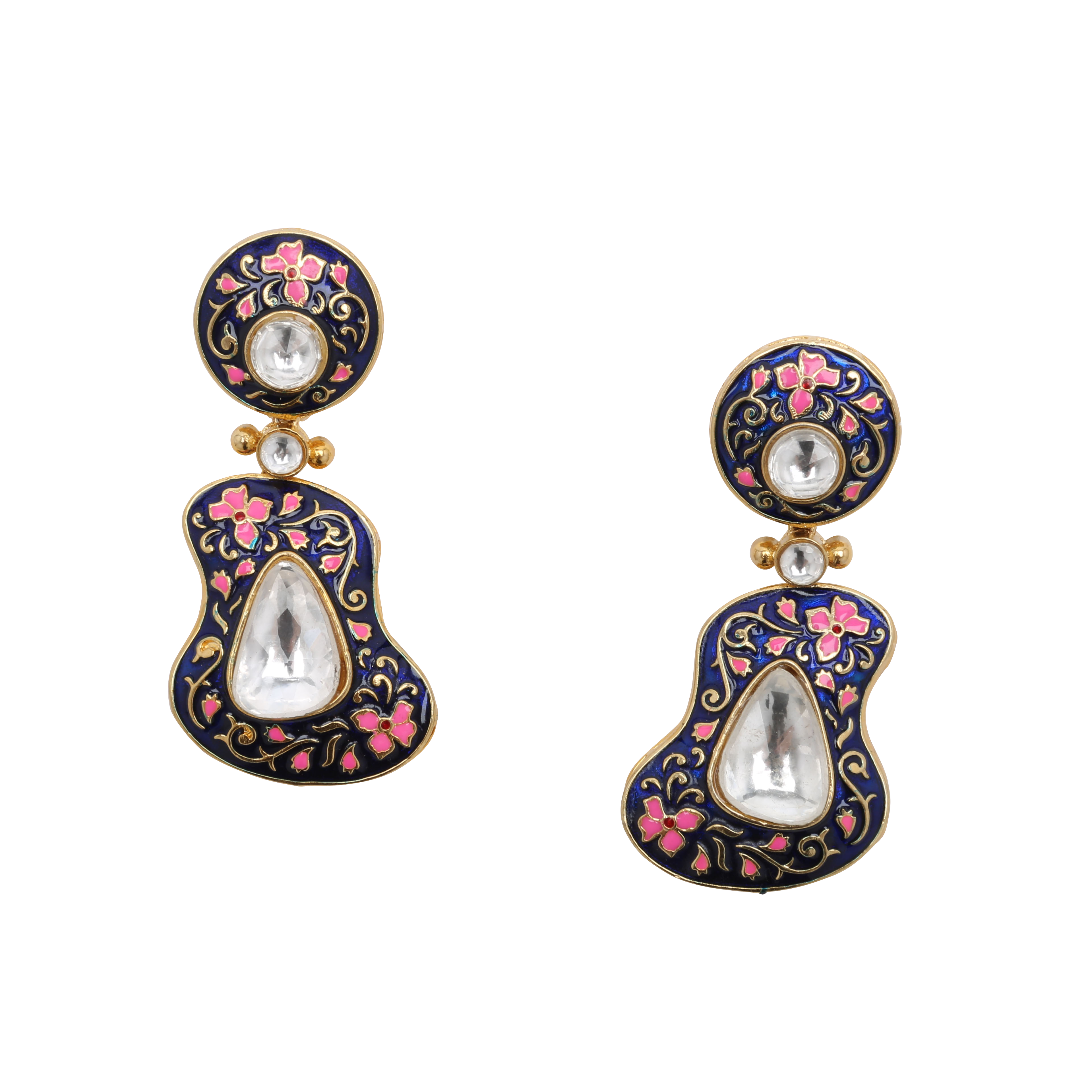 Meera Drop Earrings- Round - The Pink Bazaar