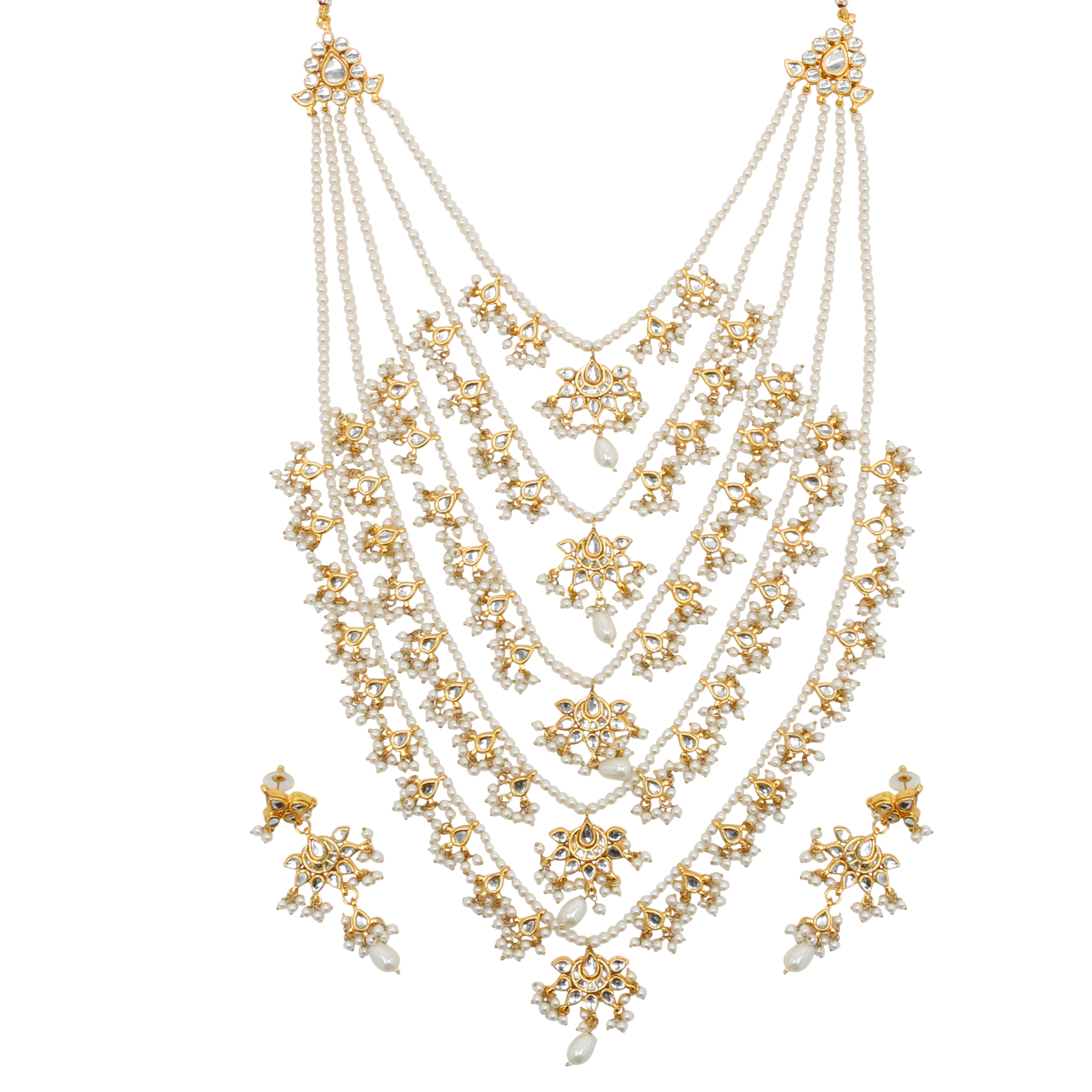 Multi Layered Rani Haar Necklace Set The Pink Bazaar