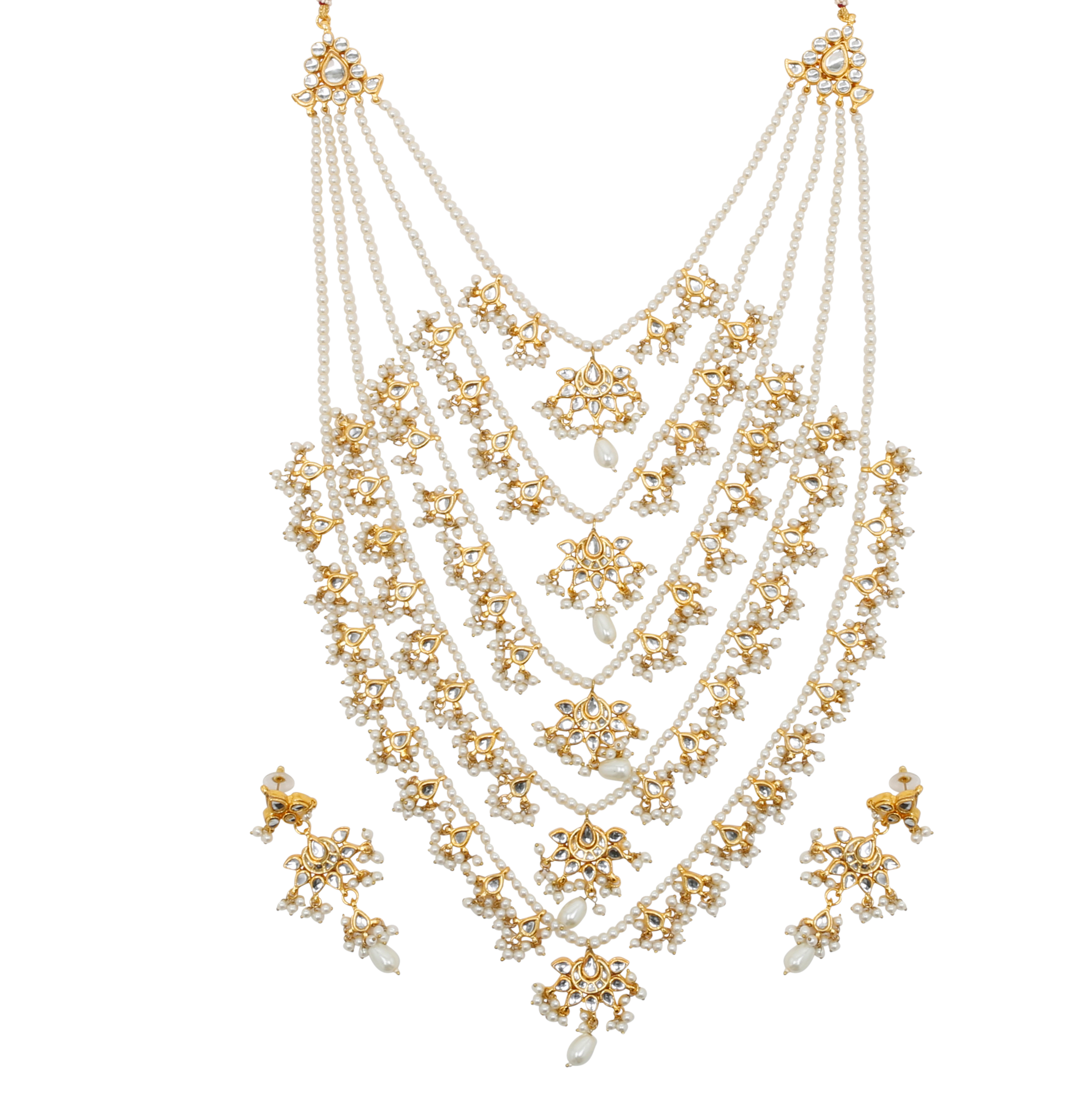 Rani Set Multi Layered Rani Haar Necklace Set – The Pink Bazaar