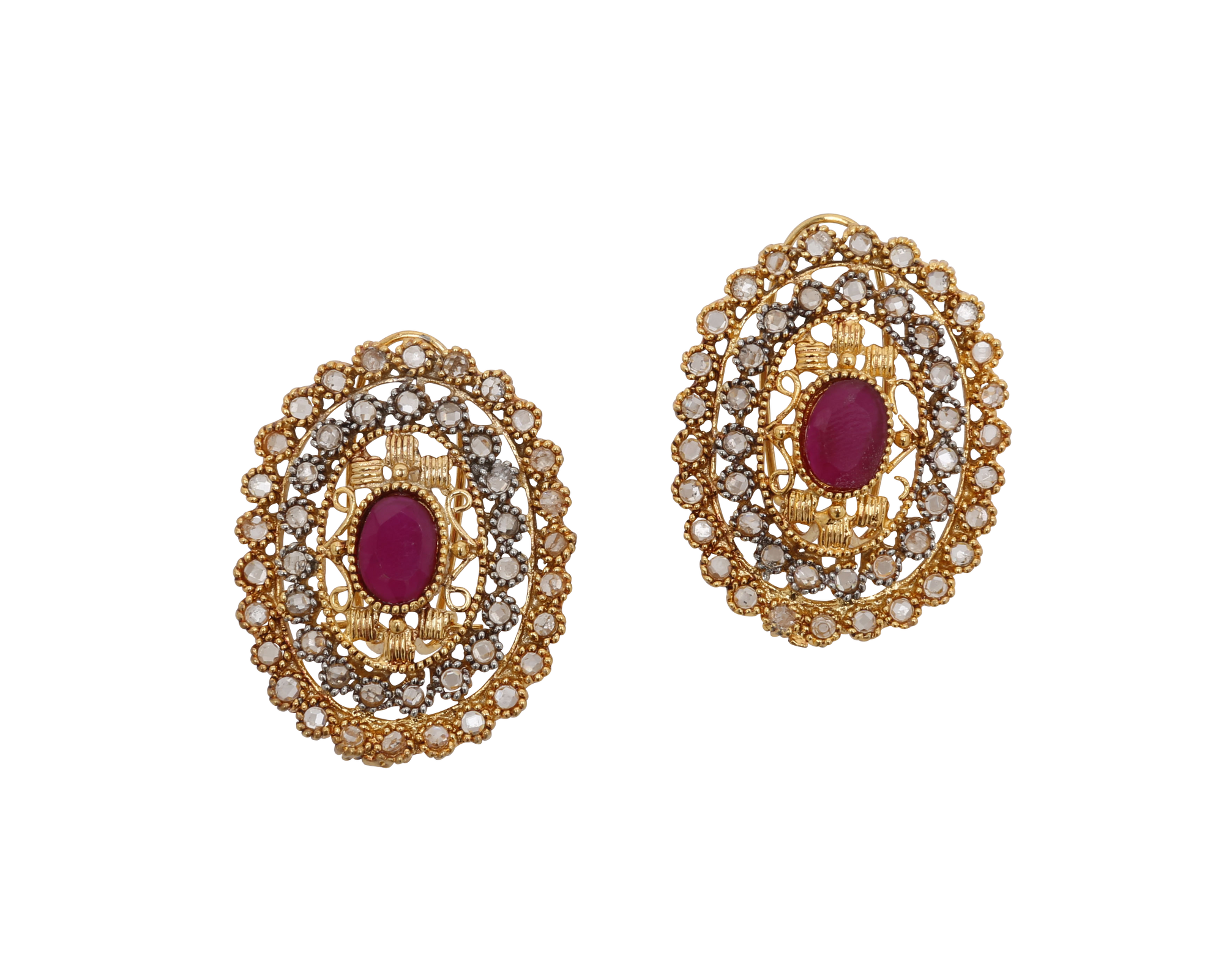 Buy Traditional Panchaloha Multi Stone Stud Earrings for Women